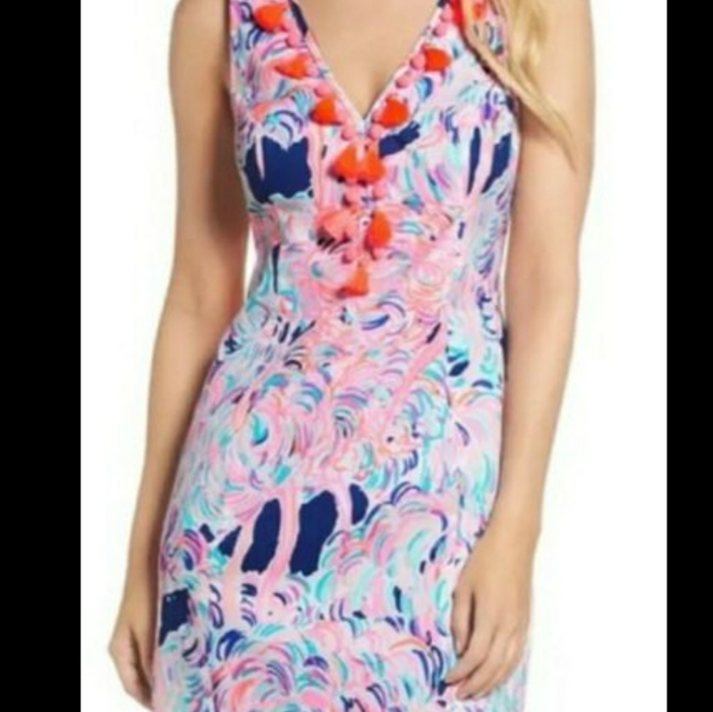 NWT Lilly Pulitzer Cabrey Shift Dress Pelican Pink Head in the Sand Sz 4